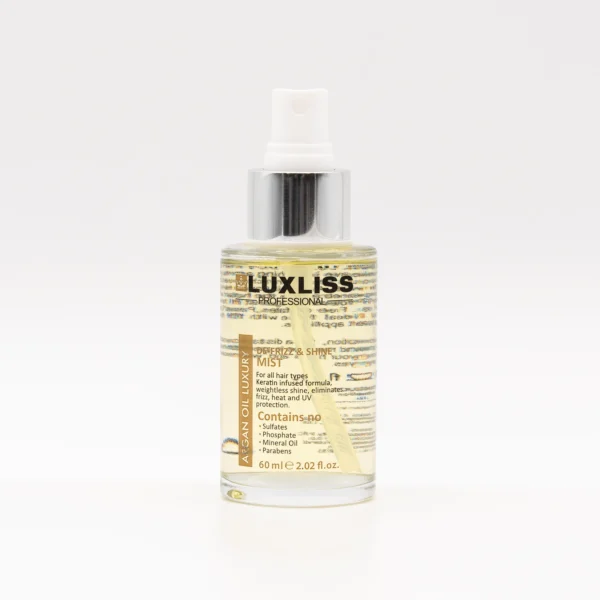 LUXLISS ARGAN OIL LUXURY Shine Mist- Термозащитен Спрей с Арган за Изглаждане и Блясък 60мл