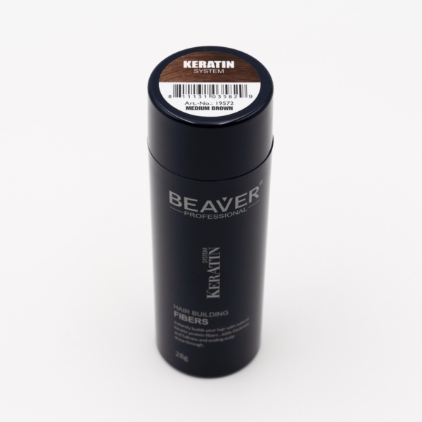 BEAVER Keratin Hair Building Fibers – Кератинови фибри за уплътняване на косата 28гр- Medium Brown